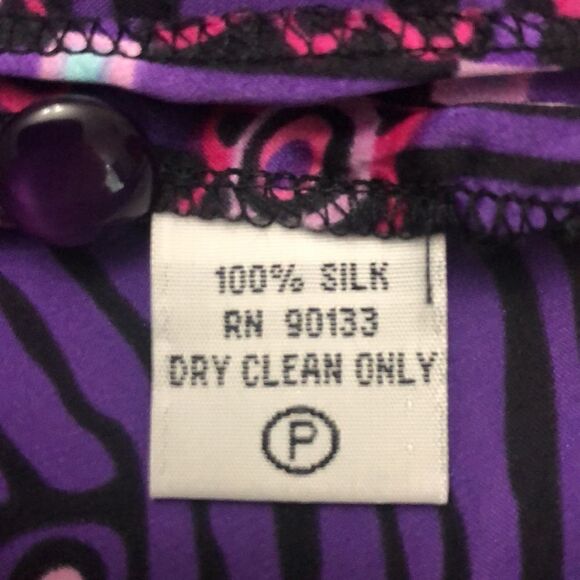 100 % silk Bob Mackie womens button up blouse size M - Picture 10 of 16